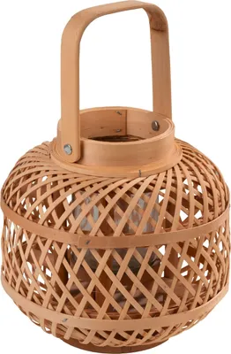 Produktbild von Windlicht - H 19 cm - Braun - Bambus - mit Glaseinsatz