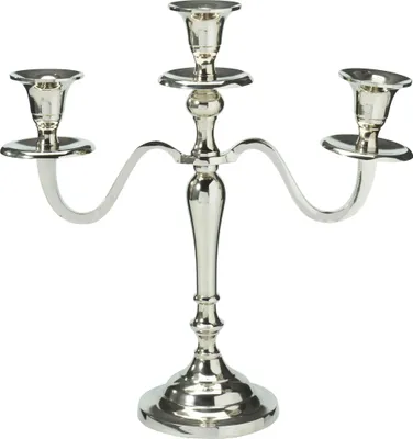 Zdjęcie produktu dla Elegancka, wieloramienna świecznik, gładki, 30 cm – Srebrny, H&L