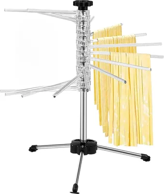 Produktbild von Intirilife Nudeltrockner 40cm 14 Sprossen -silber-  Nudelständer zum Trocknen von Pasta zusammenklappbar - Nudel Trockenständer frische Nudeln - Pastatrockner Pasta Dryer