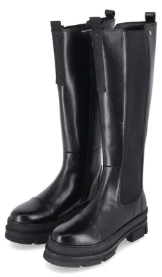 Image de Bottes pour femmes Copenhagen Shoes, modèle FOLLOW ME, fermeture éclair, couleur noire, cuir lisse, taille : 41