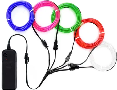 Produktbild von 5*1m EL Kabel Neon Lichtschnur Leuchtschnur LED Licht Glühen Leuchtdraht Halloween Mehrfarben