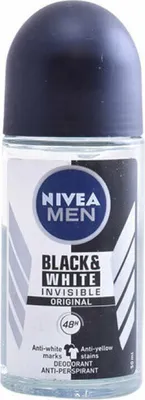 Obrázek produktu pro NIVEA BLACK & WHITE, Pánské, Antiperspirant, Kuličkový deodorant, Láhev, 50 ml, 1 kusů