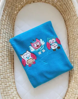 Obrázek produktu pro Dětská deka, fleecová deka, extra měkká a teplá - tyrkysová - motiv sovy - 70x100 cm