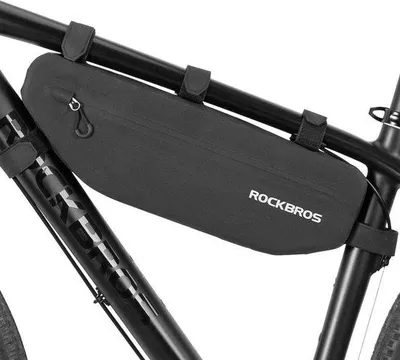 Immagine prodotto di Borsa da telaio impermeabile Unyqoos® da 3 litri – borsa triangolare per bicicletta, dimensioni 40x6x12,5 cm, realizzata in nylon/TPU, a doppio strato, colore nero