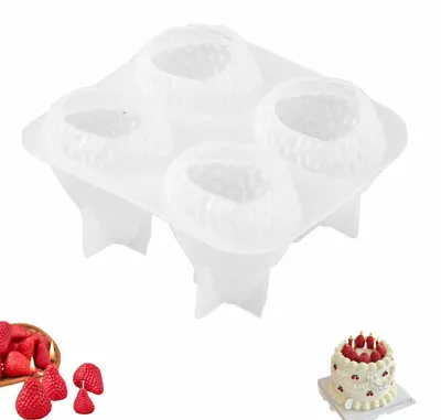 Produktbild von Erdbeerkerzenform, Silikonformen für Duftkerzen zum Selbermachen von Kerzen, Bastelarbeiten, Dekorationen und Fondant.
