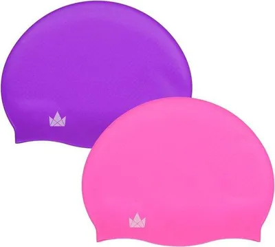 Image de Lot de 2 bonnets de bain en silicone bleu foncé, imperméables