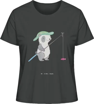 Produktbild von Mr. & Mrs. Panda Basic Shirt Damen Panda Angeln Größe S - Anthrazit - Geschenk, Angler, Angelsport, gehen, Angelverein, Oberteil, Baumwoll T-Shirt, Mit Spruch