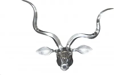 Produktbild von Casa Padrino Designer Geweih Deko Hirsch aus poliertem Aluminium Silber H 44 cm, B 56 cm - Wandfigur - Geweih - Wandgeweih