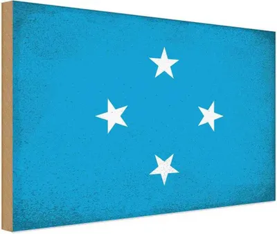 Produktbild von vianmo Holzschild 30x40 cm Mikronesien Micronesia Flagge Fahne Wappen