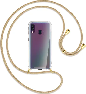 Produktbild von Handykette Backcover-Schutzhülle mit Band (Metall goldfarben) für Samsung Galaxy A40 - caramel