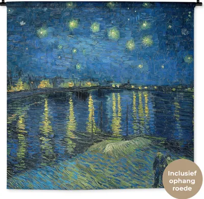 Produktbild von MuchoWow® Wandteppich Wandbehang Die sternenklare Nacht - Vincent van Gogh 150x150 cm Tapisserie Dekoration Wandtuch - Wohnaccessoires - Modernes