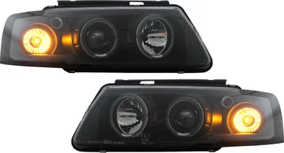 Obrázok produktu pre Angel Eyes svetlomety pre VW Passat B5 3B 11.1996-08.2000 čierne halogénové žiarovky.
