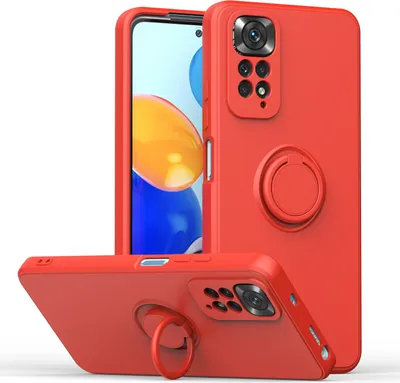 Immagine prodotto di Custodia Redmi Note 11 Pro, con supporto ad anello e supporto, resistente ai graffi, custodia in silicone morbido per Xiaomi Redmi Note 11 Pro 5G/4G rosso