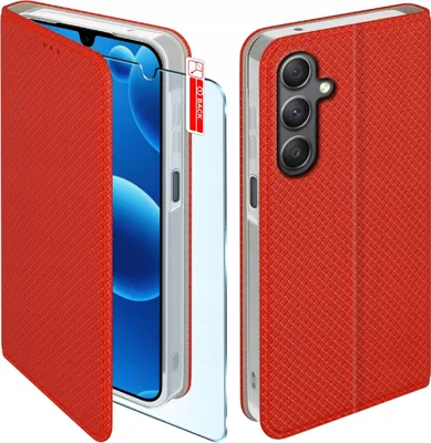Zdjęcie produktu dla Etui z klapką do Samsung A26 5G Zamykane Czerwone Futerał + Szkło 9H