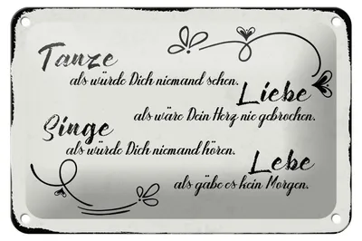 Produktbild von Blechschild Spruch 18x12cm tanze liebe singe lebe als gäbe