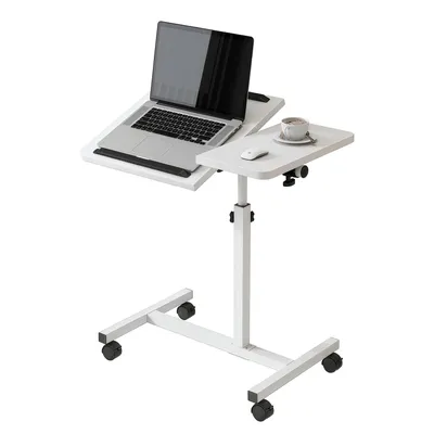 Produktbild von Laptoptisch Notebooktisch Computertisch Sofatisch Beistelltisch mit Rollen höhenverstellbar Weiß
