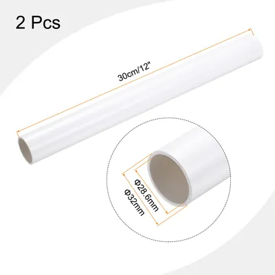 Produktbild von 2 Stš¹ck PVC Rohr, Durchmesser 28.6mm L?nge 300mm Rund Kunststoffrohr fš¹r Garten, Aquarium, Wasserleitung, Kabelkanal, lš¹ftungsrohr£šWei?£©