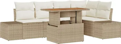 Image de vidaXL Salon de jardin avec coussins 6 pcs Beige et Crème