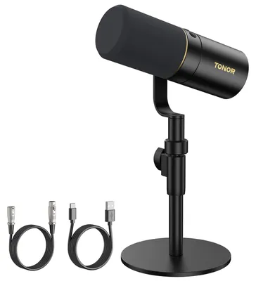Image de Microphone USB/XLR avec support de bureau, idéal pour le podcasting et le streaming