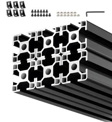 Immagine prodotto di SucceBuy 3030 Profili in alluminio, 6 pezzi da 2 m, profili con scanalatura a T anodizzati conformi agli standard UE, robusto profilo estruso, guide in alluminio per stampanti 3D, banchi da lavoro fai-da-te CNC e applicazioni di montaggio, nero