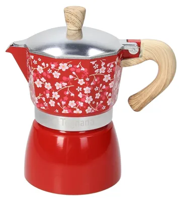 Espressokocher für 3 Tassen, Aluminium, rot, 180 ml