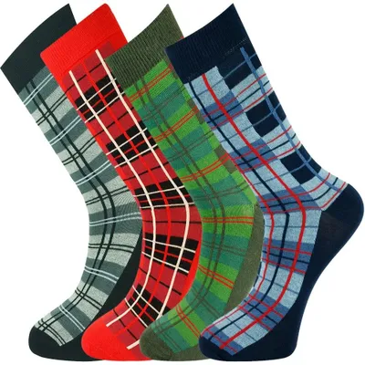 Productafbeelding van Solidchoice - 4 Paar Heren Tartan Ankelsokken