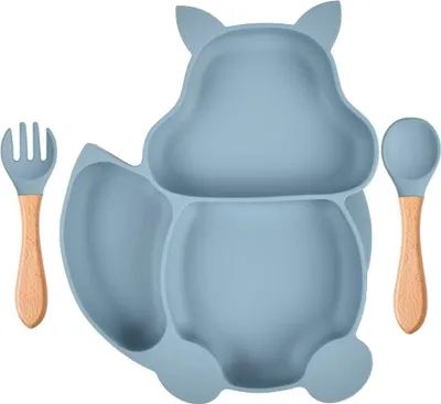 Produktbild von Baby Teller Schüssel,Baby Essen Geschirr Set Mini Silikon Tischset für Baby Teller Baby Rutschfest Babyteller mit Saugnapf Kinderteller mit Saugnapf (Blau)