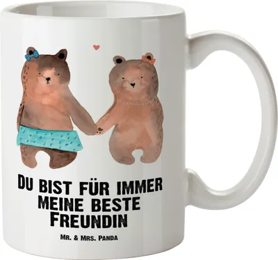 Produktbild von Mr. & Mrs. Panda weisse tasse Bär Freundin - Weiß - Geschenk, steingut, großer kaffeepott, Pott, Beste Freund Liebe Liebesbeweis Verliebt Kumpel Kumpeliene, Große, Teddy