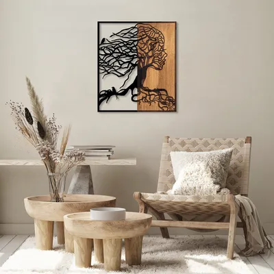 Produktbild von Wallity, Tree- SKL2297, Schwarz,,Nussbaumfarbe, Sonstige WohnNachbildungationen, 50 x 3 x 58 cm, 50% Holz (Dicke: 3 cm) / 50% Metall (Dicke: 1
