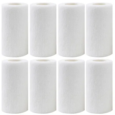 Image de Pansement adhésif, 8 rouleaux, largeur 10 cm, longueur 4,5 mètres, élastique, blanc