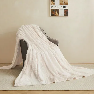 Produktbild von Dicke, weiche, warme beige Flanell-Fleecedecke, 150 × 200 cm, als Bett- und Sofabezug