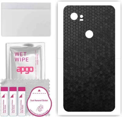 Produktbild von apgo Rückseite Schutzfolie, Skin, kompatibel mit Google Pixel 2 XL, Hinten Displayschutzfolie aus Vinylfolie, kratzfest, einfache Montage - Schwarze Honigwabe