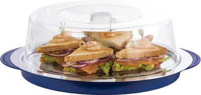 Produktbild von APS Thermo Tablett-Set rund blau / transparent