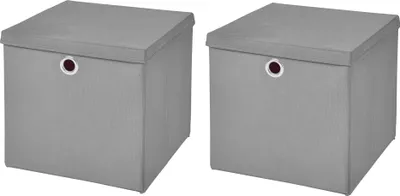 Produktbild von 2 Stück Hellgrau Faltbox 28 x 28 x 28 cm Aufbewahrungsbox faltbar mit Deckel ( Grau )