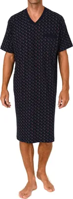 Produktbild von Normann Herren kurzarm Nachthemd im edlen Minimal-Print – Sleepshirt auch in Übergrößen ; marine , 48
