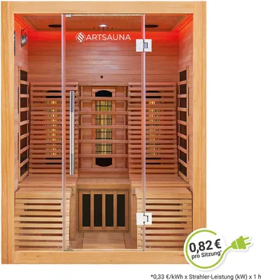 Produktbild von Artsauna Infrarotkabine Helsinki 150 - Infrarotsauna 150x150 cm mit Dual-Technologie, LED-Farblichttherapie & 2 Liegen für 3 Personen - Wärmekabine