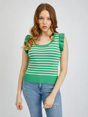 Produktbild von Orsay Weiß-Grünes Damen T-Shirt mit Streifen 507499865000__S