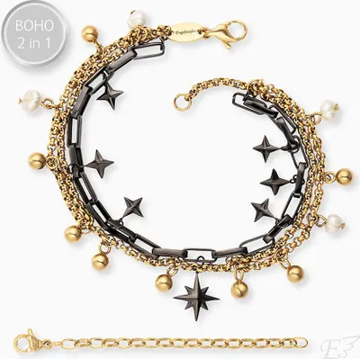 Produktbild von Engelsrufer Armband ERBS-WINDROSE-BI Boho Chic Sterne Edelstahl vergoldet