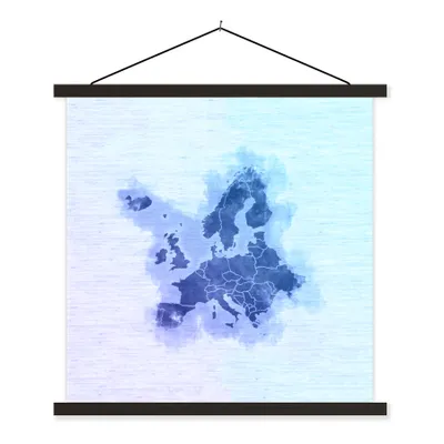 Obrázok produktu pre MuchoWow® Textilný plagát - Mapa Európy - Akvarel - modrá - 120x120cm - S čiernymi lamelami