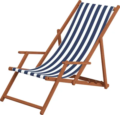 A striped deckchair on a white background.