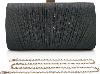 Image de Pochette Femme Scintillante Sac de Soirée Élégant Mariage Fête Noir