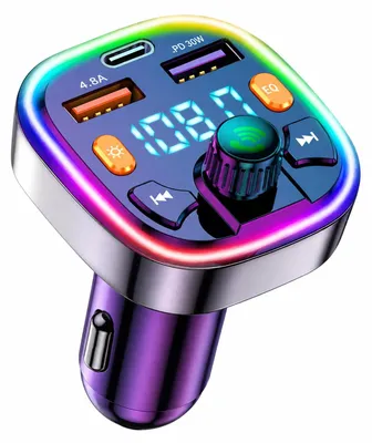 Bluetooth FM Transmitter fürs Auto, USB-C, Freisprechen, Spannungsanzeige