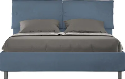 Produktbild von ITYHOME - Gepolstertes Bett mit Lattenrost 160x210 mit Mikrofaserbezug Blau Sleeper