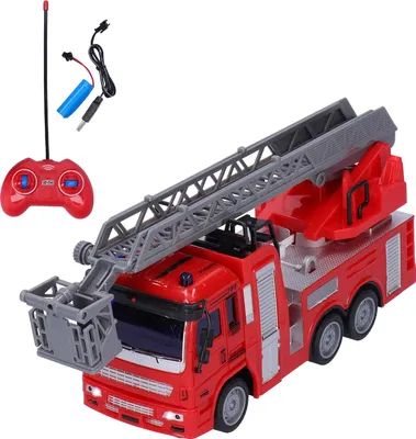 Image de modèle de camion de pompier au 1:30, jouet de simulation de véhicule son et lumière télécommandé