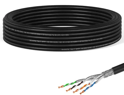 Produktbild von hb-digital Netzwerkkabel CAT 7 Outdoor 10m LAN max. 1000 MHz S/FTP PE AWG23 PoE++ kompatibel