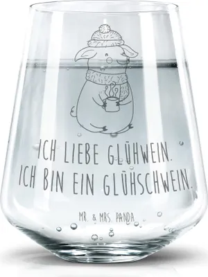 Produktbild von Mr. & Mrs. Panda Glas Schwein Glühwein - Transparent - Geschenk, Trinkglas, Becherglas, Glühschwein, Weihnachtsmarkt, Wasserglas, Weihnachten, Tumbler, Dekoglas, Punsch
