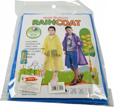 Produktbild von Kinder Regenponcho mit Kapuze 115x55cm - Wasserdichtes Regencape für Schule & Wandern