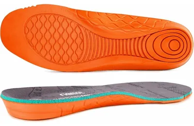 Productafbeelding van Inlegzolen met comfortabele voetboogondersteuning, ademend, dempend, voor heren en dames, maat 36-47, grijs/oranje