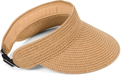 Produktbild von styleBREAKER Papierstroh Visor Cap einfarbig | Sonnenvisier mit elastischem Band und Hakenverschluss | Luftige Schildkappe als Sonnenhut für Damen