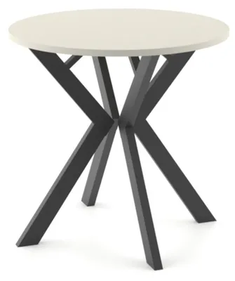 Produktbild von Runder Ausziehbarer Tisch für Esszimmer - 80-120 cm Durchmesser - Hellgrauer Kaschmir - Für 4–6 Personen - Küchentisch - Schwarze Metallbeine